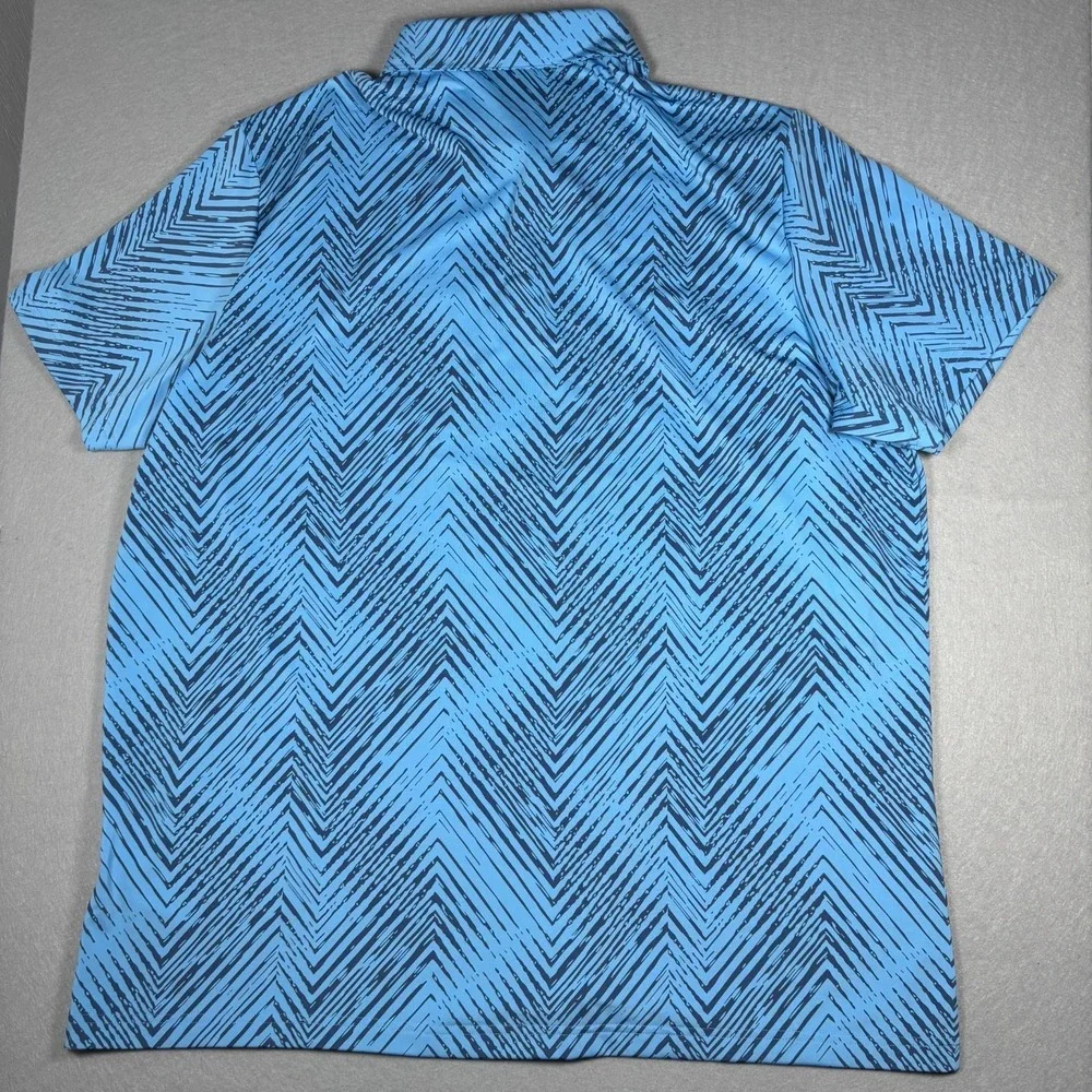 Adidas Men's All Over Print Polo Shirt Semi Blue Burst Golf Performance Size 2XL